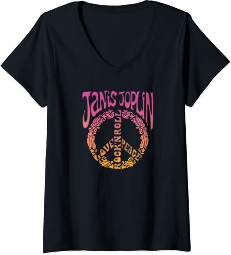 Amazon Womens Janis Joplin Peace Art Nouveau V Neck T Shirt