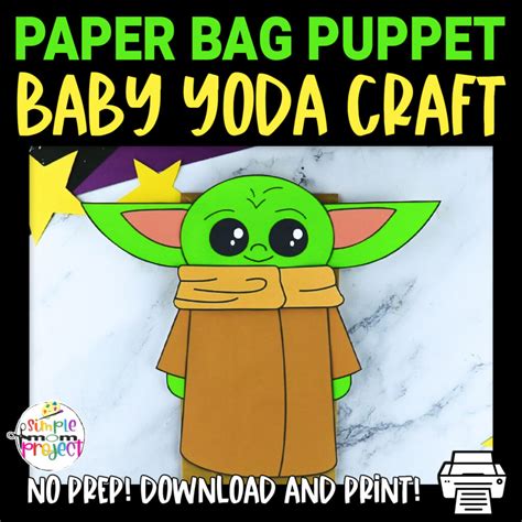 Baby Yoda Paper Bag Puppet Craft Template Simple Mom Project Store