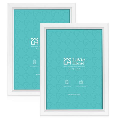 Lavie Home 5x7 Picture Frames 2 Pack White Simple Designed High