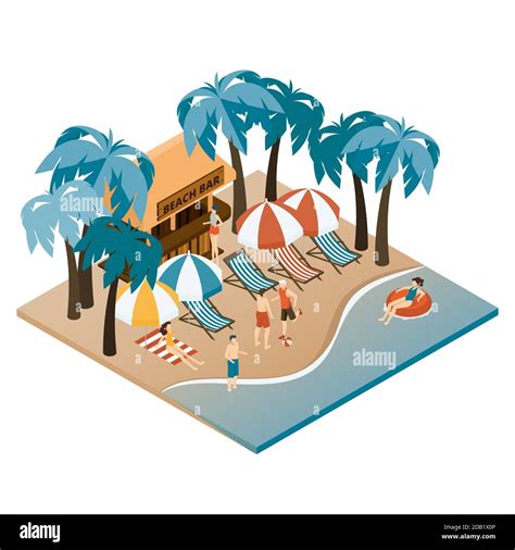 Isometric Beach Concept Vector Illustration Stock Vector Image And Art