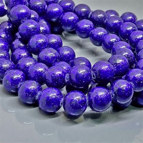 Natural Dyed Lapis Lazuli 8mm Smooth Round Gemstone Beads Strand 11761