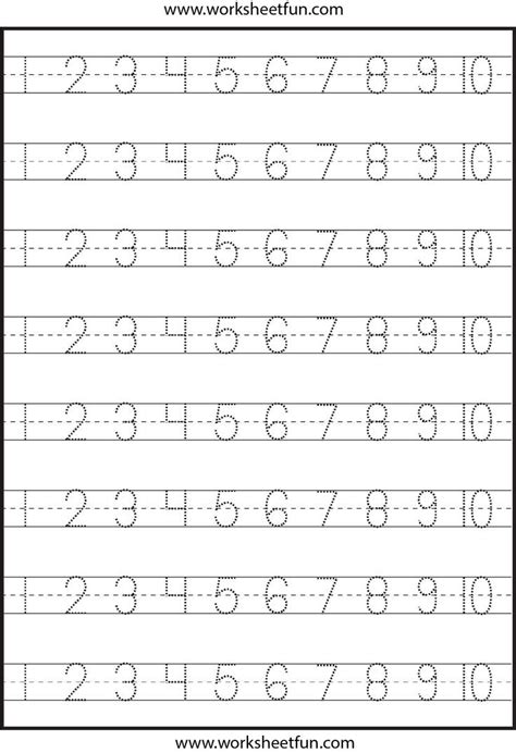 Free Printable Pre K Number Worksheets