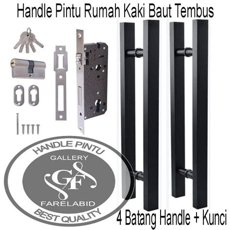 Jual Handle Pintu Rumah Kaki Baut Tembus 60 Cm Set Kunci Gagang Pintu