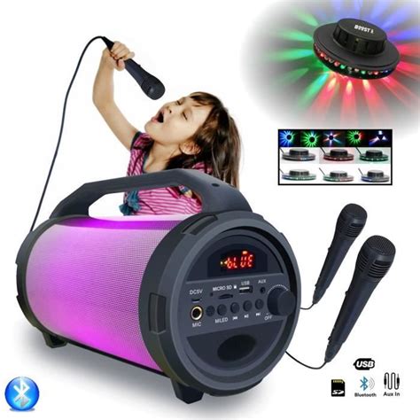 Enceinte Portable Karaoke Bluetooth Usb Party Tubeled Multicolore