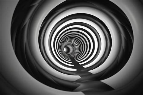 Spiraling Black And White Patterns Inspired By Optical Illusions