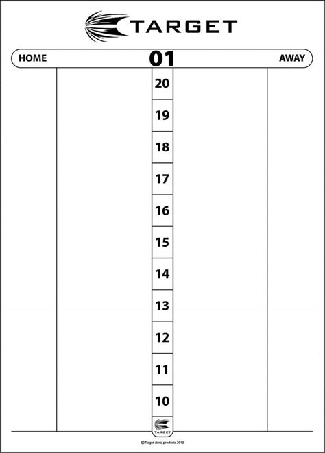 Darts Score Sheet Template Printable Darts Score Sheet 55 Off