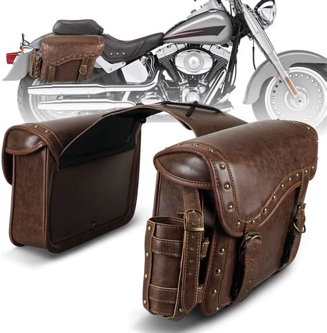 NICECNC Motorcycle Saddle Bags PU Leather Motorcycle Saddlebags