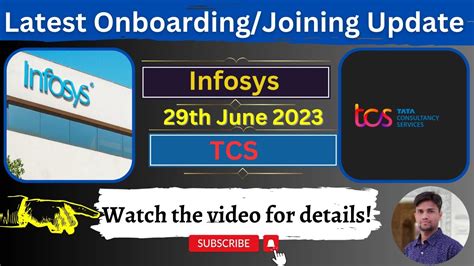 Infosys Onboarding Update Tcs Joining News Joining Th June