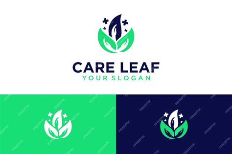 Création De Logo De Feuille Avec Soin Ou Santé Vecteur Premium