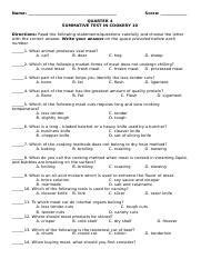 Q Summtive Test Cookery Docx Name Score Quarter Summative