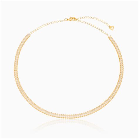 Choker colorida zircônia lateral banhada a ouro 18k Tá na Moda