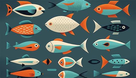Premium Photo | 2d flat fish illustrations