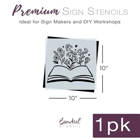 Reusable Open Book With Flowers Sign Stencil Essential Stencil