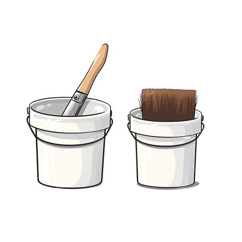 Balde De Tinta E Ilustração De Pincel Em Estilo Minimalista Png