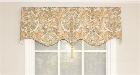 Rlf Home Regency Regal Damask Cotton Scalloped 50 Window Valance And Reviews Wayfair