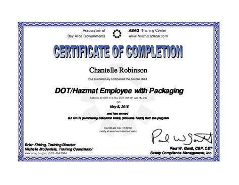 DOT _hAZMAT CERTIFICATE 118913