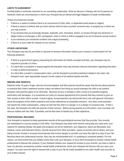 Therapy Confidentiality Agreement Template