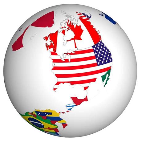 Rotating Earth Globe With World Flags Isolated On White