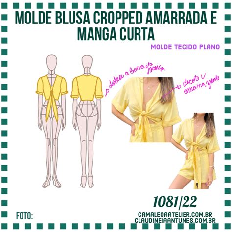 Molde Blusa Cropped Amarrada Manga Curta Camaleoa Atelier De