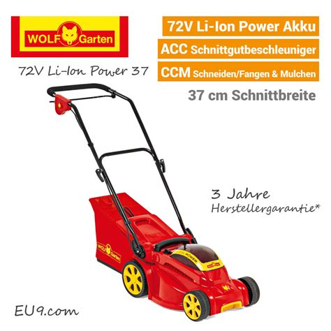 Wolf Garten 72v Li Ion Power 37 Akku Rasenmäher Eu9