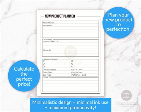 New Product Planner Printable Small Business Planner Etsy