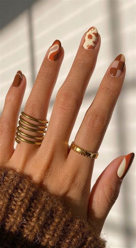 Trending Autumn Nail Colours Designs Brown Mix N Match Nails