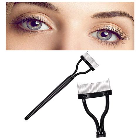 Pcs Black Folding Eyelash Comb Curler With Cover Stainless Steel Teeth