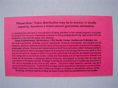 NICKELODEON ROUNDHOUSE ORIGINAL 1993 STUDIO AUDIENCE TICKET CBS RARE ...