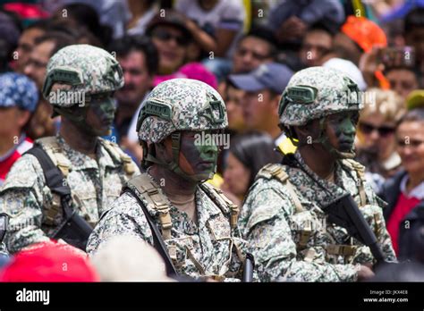 Members Of The National Army Of Colombia Parade In Bogota Colombia On