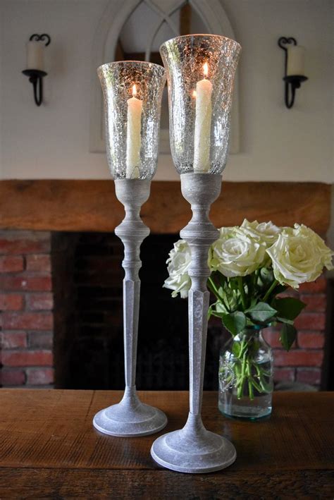 Pair Of Tall 55cm Candle Holders With Glass Lamp Shades Etsy Glass Lamp Glass Lamp Shade