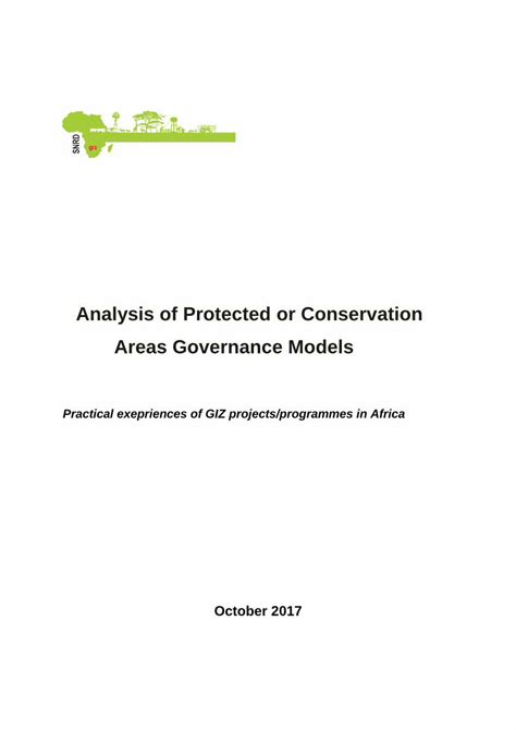 Pdf Analysis Of Protected Or Conservation Areas Governance Models