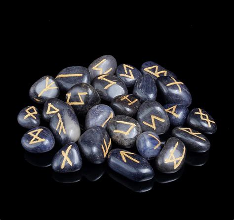 Crocon Blue Jade Rune Tumble Shape Gemstone Rune With Elder Futhark