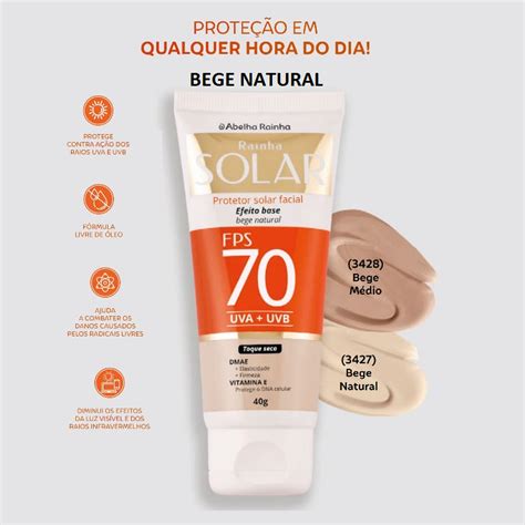 Protetor Solar Facial Fps Cor De Base Bege Natural Abelha Rainha