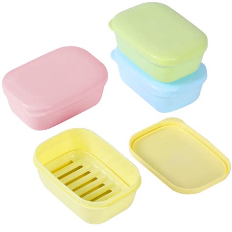 Quatish 4 Pack Travel Soap Carrier Portable Leakproof Soap Box With