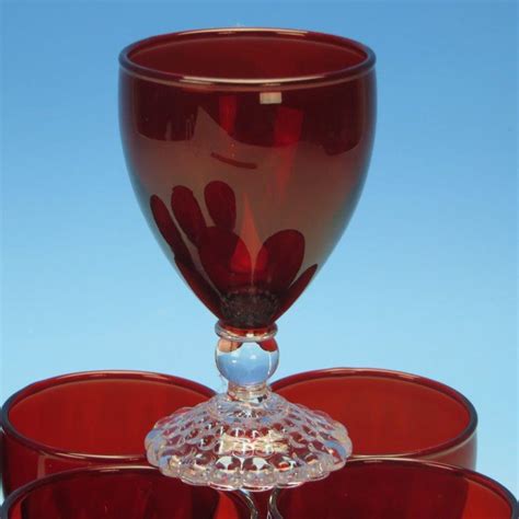 Anchor Hocking Royal Ruby Red Bubble Boopie 8 Wine Or Juice Glasses 1791133801