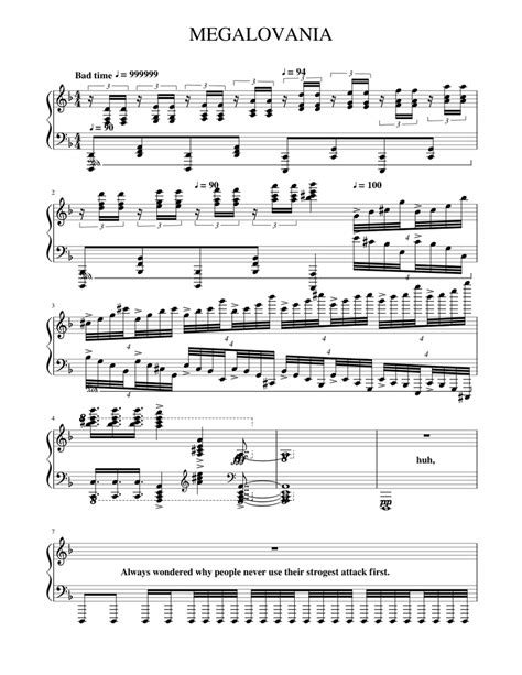 Megalovania Arranged Ver Sheet Music For Piano Solo