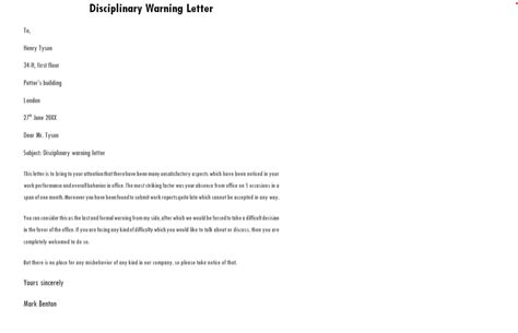 21 Free Hr Warning Letter Templates In Ms Word Word Excel Samples