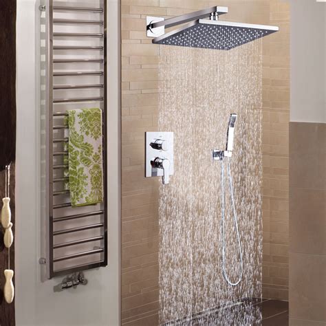 Dcan Bathroom Luxury Rain Mixer Shower Combo Set Wall Mounted 10