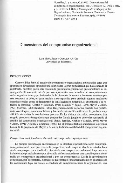 Pdf Dimensiones Del Compromiso Organizacional Dokumen Tips