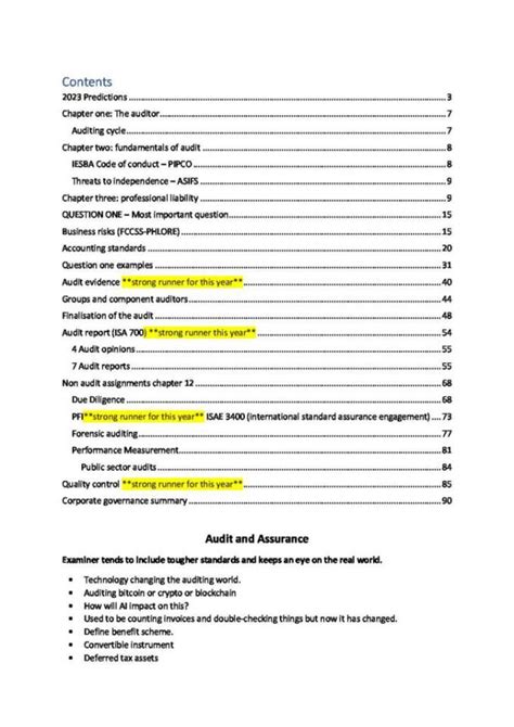 Acca Aaa Advanced Audit And Assurance Summary Notes Studylast