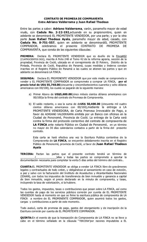 Ejemplo Como Hacer Un Contrato De Compraventa De Un Terreno Ejemplo