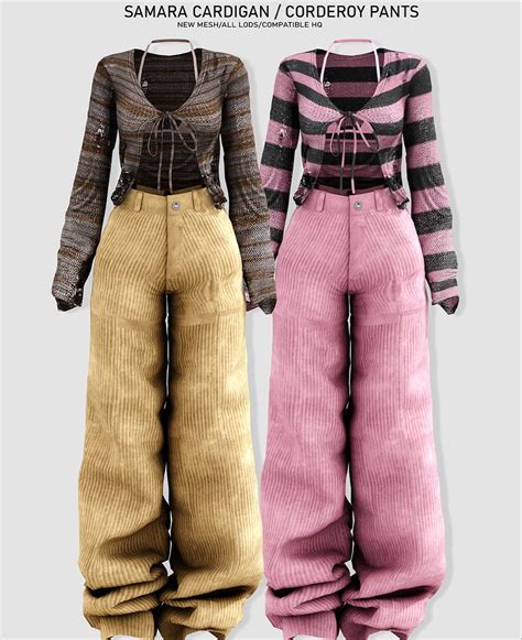 Samara Cardigan Corderoy Pants Babyetears Sims Mods Clothes