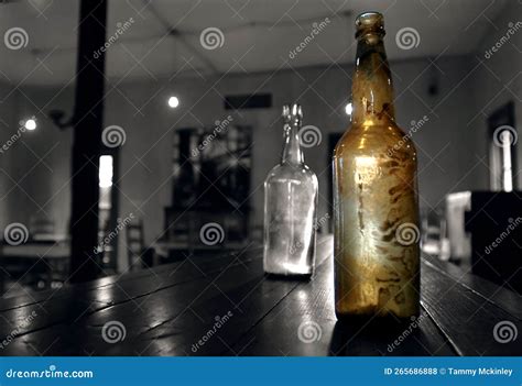 Bouteilles Dalcool Vintage Dans Un Bar Photo Stock Image Du Texas Glace 265686888