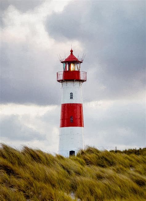 Faro En La Isla Sylt La Pintura De Digitaces Foto De Archivo Imagen