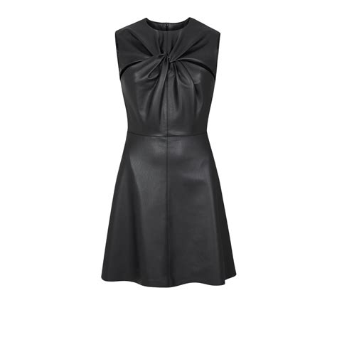 Safiyaa Denise Black Vegan Leather Short Dress Luxury Ready To Wear