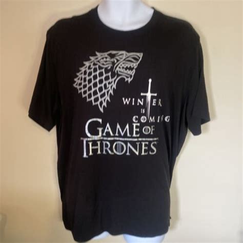 Game Of Thrones Winter Is Coming Stark Black Crew Neck T Shirt Men S