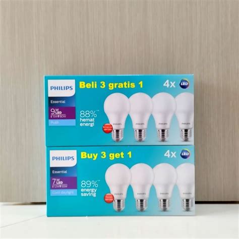 Jual [BELI 3 GRATIS 1] Lampu Philips LED Essential 7W, 9W / bola lampu ...