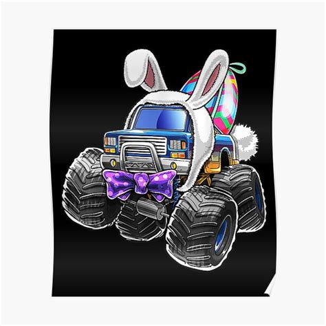 Happy Easter Monster Truck Easter Bunny Poster By Thienphan