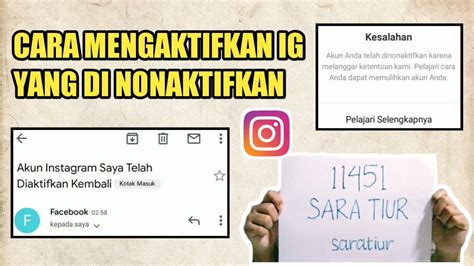 CARA MENGAKTIFKAN INSTAGRAM YANG DINONAKTIFKAN TERBARU YouTube