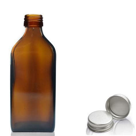 200ml Amber Glass Rectangular Bottle Aluminium Cap Ampulla LTD